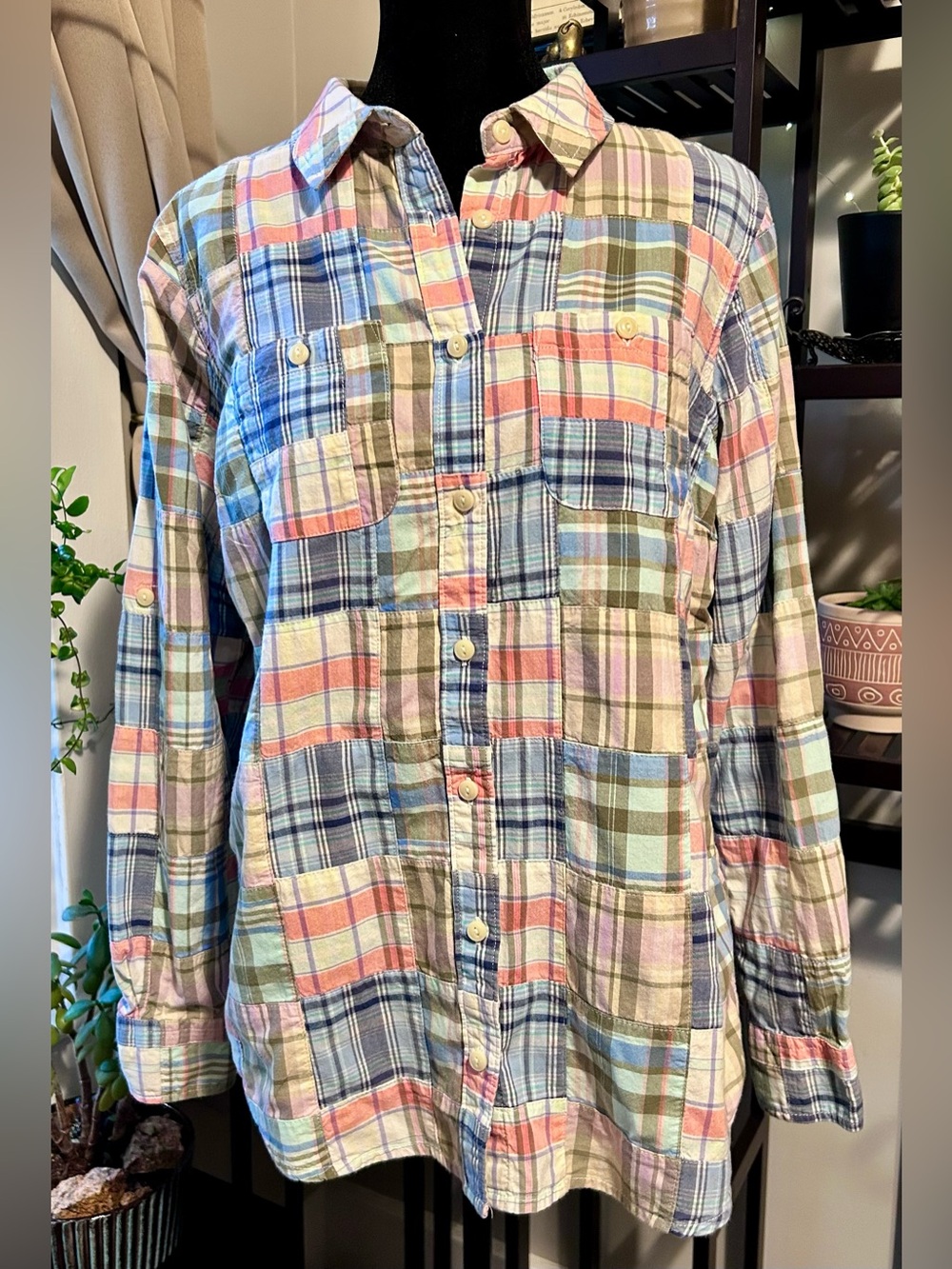L.L. Bean Classic Pastel Plaid Button-Up Shirt - Multi-Color